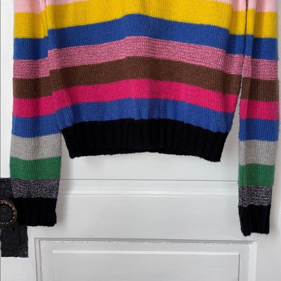 ENGLISH FACTORY METALLIC CANDY STRIPE MOHAIR BLEND SWEATER - Picture 4 of 8